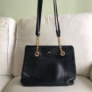 BALLY Black Vintage Woven Leather Shoulder Bag